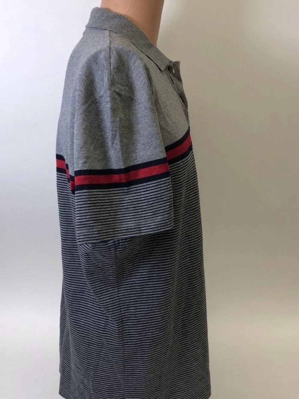 Gucci Gray Polo with Red Stripe Detailing